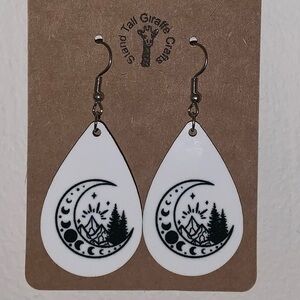 Witchy vibes moon child wood tear drop earring set new
